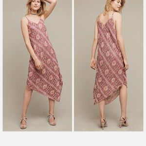 ANTHROPOLOGIE FLOREAT Lilou Pink Beaded Slip Dress (Size 10)